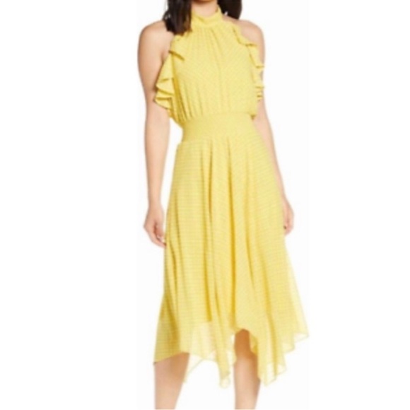 Eliza J Dresses & Skirts - ELIZA J Ruffle Halter Neck handkerchief
Hem Polka Dot Dress